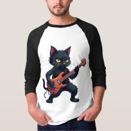 Black Cat Guitar Player T-Shirt