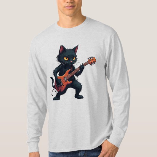 Black Cat Guitar Player T-Shirt (Vorderseite)