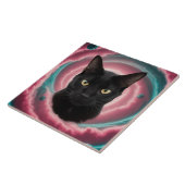 Black Cat Gyre Decorative Tile Fliese (Seite)