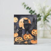Black Cat Halloween A Feiertagskarte (Stehend Vorderseite)