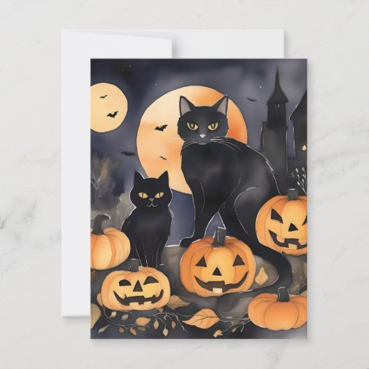 Black Cat Halloween A Feiertagskarte (Vorderseite)