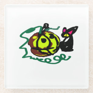 Black Cat Halloween Art Glasuntersetzer