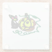 Black Cat Halloween Art Glasuntersetzer (Rückseite)