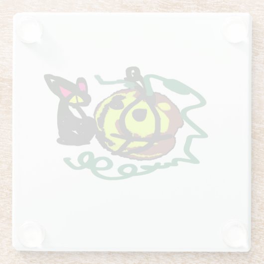 Black Cat Halloween Art Glasuntersetzer (Rückseite)