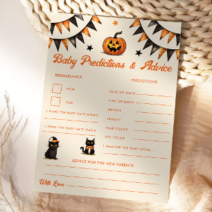 Black Cat Halloween Baby Predictions & Advice Card Einladung