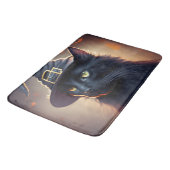 Black Cat Halloween Badematte (Schrägansicht)