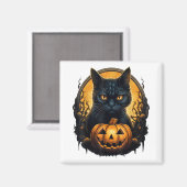 Black Cat Halloween Beängstigende Pumpkins Moon Bl Magnet (Vorderseite/Rückseite)