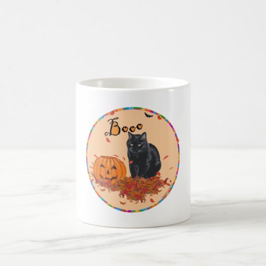 Black Cat Halloween BOO! Kaffeetasse (Mittel)