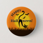 Black Cat Halloween Button (Vorderseite)