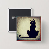 Black Cat Halloween Button (Vorne & Hinten)