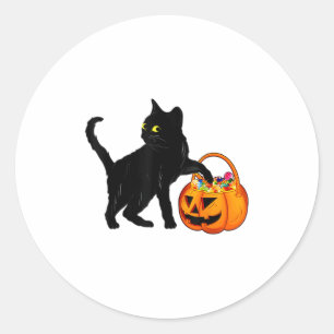 Black Cat Halloween Candy Pumpkin Bag Sweet Lollip Runder Aufkleber