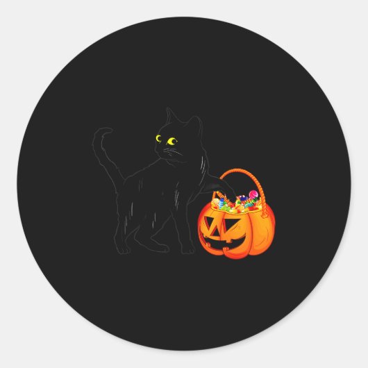 Black Cat Halloween Candy Pumpkin Bag Sweet Lollip Runder Aufkleber (Vorderseite)