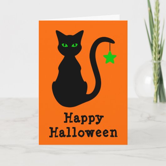 Black Cat Halloween Card Karte (Vorderseite)