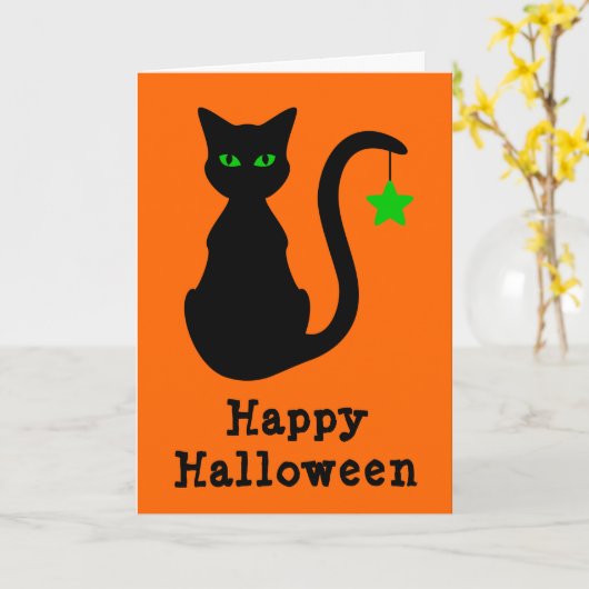 Black Cat Halloween Card Karte (Gelbe Blume)