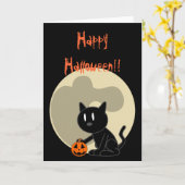 Black Cat Halloween Card Karte (Gelbe Blume)