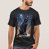 Black Cat Halloween Cat Lovers Night Cat Van Gogh T-Shirt (Vorderseite)