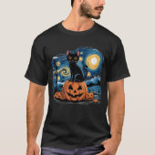 Black Cat Halloween Cat Lovers Starry Night Cat T-Shirt (Vorderseite)