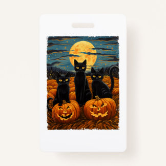 Black Cat Halloween Cat Lovers Starry Night Cat Va Ausweis