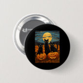 Black Cat Halloween Cat Lovers Starry Night Cat Va Button (Vorne & Hinten)