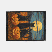 Black Cat Halloween Cat Lovers Starry Night Cat Va Fleecedecke (Vorderseite (Horizontal))