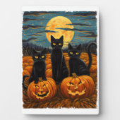 Black Cat Halloween Cat Lovers Starry Night Cat Va Fotoplatte (Vorderseite)