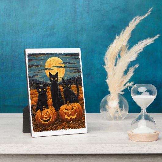 Black Cat Halloween Cat Lovers Starry Night Cat Va Fotoplatte (Seite)