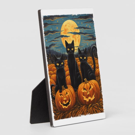 Black Cat Halloween Cat Lovers Starry Night Cat Va Fotoplatte (Seite)