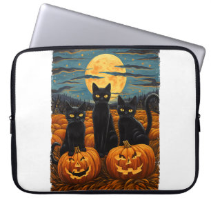 Black Cat Halloween Cat Lovers Starry Night Cat Va Laptopschutzhülle