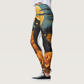 Black Cat Halloween Cat Lovers Starry Night Cat Va Leggings (Links)