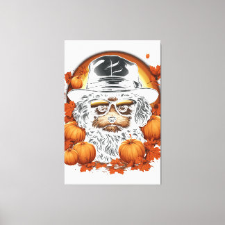 Black Cat Halloween Cat Lovers Starry Night Cat Va Leinwanddruck