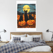 Black Cat Halloween Cat Lovers Starry Night Cat Va Leinwanddruck (Insitu (Schlafzimmer))
