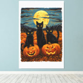 Black Cat Halloween Cat Lovers Starry Night Cat Va Leinwanddruck (Insitu (Holzboden))