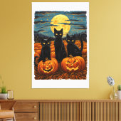 Black Cat Halloween Cat Lovers Starry Night Cat Va Leinwanddruck (Insitu (Wohnzimmer))