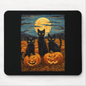 Black Cat Halloween Cat Lovers Starry Night Cat Va Mousepad (Vorne)