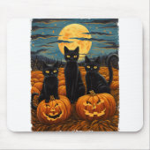 Black Cat Halloween Cat Lovers Starry Night Cat Va Mousepad (Vorne)