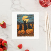 Black Cat Halloween Cat Lovers Starry Night Cat Va Serviette (Beispiel)