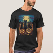 Black Cat Halloween Cat Lovers Starry Night Van Go T-Shirt (Vorderseite)