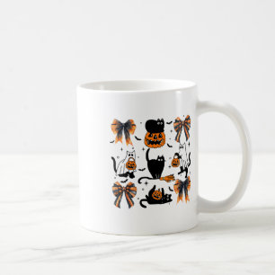 Black Cat Halloween Coquette Bow Halloween Pumpkin Kaffeetasse
