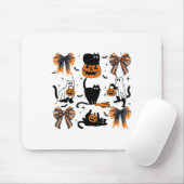 Black Cat Halloween Coquette Bow Halloween Pumpkin Mousepad (Mit Mouse)