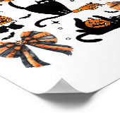 Black Cat Halloween Coquette Bow Halloween Pumpkin Poster (Ecke)