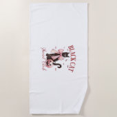 Black Cat Halloween Coquette Social Club Pink Bow Strandtuch (Vorderseite)