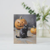 Black Cat Halloween D Feiertagskarte (Stehend Vorderseite)