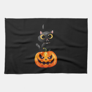 Black Cat Halloween-Design � Gruselige Kürbis-Kuns Geschirrtuch