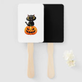 Black Cat Halloween Design � Spooky Pumpkin Art fo Fächer (Vorne und Hinten)