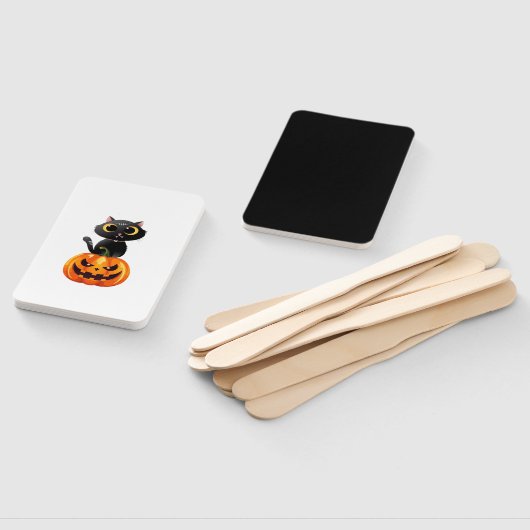 Black Cat Halloween Design � Spooky Pumpkin Art fo Fächer (Non-assembled)