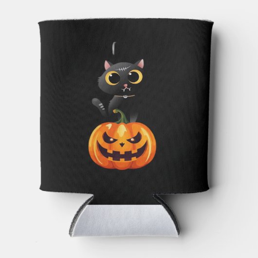 Black Cat Halloween Design � Spooky Pumpkin Art of Dosenkühler (Vorderseite)
