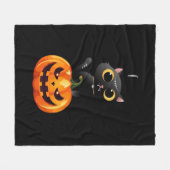 Black Cat Halloween Design - Spooky Pumpkin Art of Fleecedecke (Vorderseite (Horizontal))
