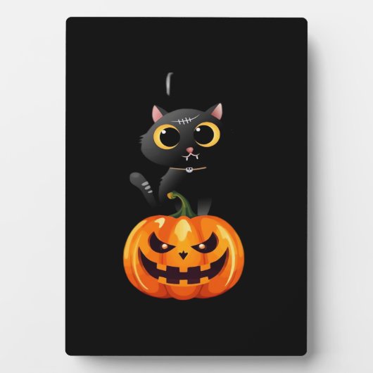 Black Cat Halloween Design - Spooky Pumpkin Art of Fotoplatte (Vorderseite)