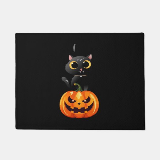 Black Cat Halloween Design - Spooky Pumpkin Art of Fußmatte (Vorderseite)