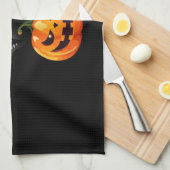 Black Cat Halloween Design - Spooky Pumpkin Art of Geschirrtuch (Viertel Falte)